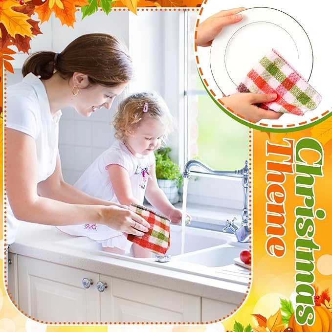 36 Pcs Thanksgiving Reusable Paper Towels Rolls Washable Bulk Thanksgiving Pumpkin Turkey Kitchen Towels Paperless Reusable Cloth Cotton Napkins with Cardboard for Kitchen Bathroom