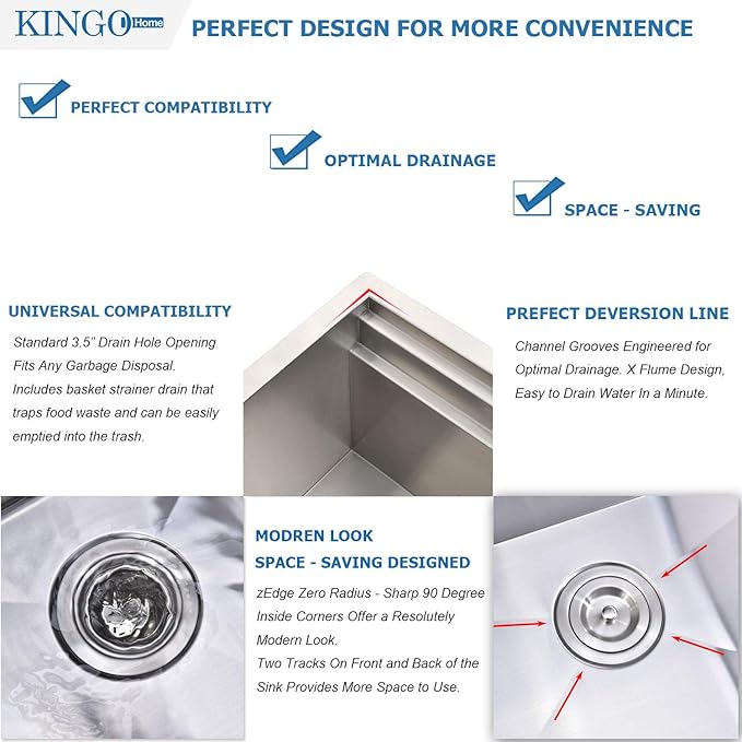 33 Inch 18 Gauge Handmade Stainless Steel Single Bowl Farmhouse Sink, Modern Farm Sink 33 Inch Apron Farmer Sinks for Kitchen Rustic With Accessories