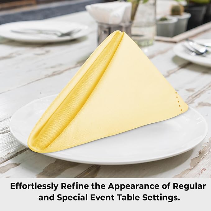 Urban Villa Cloth Napkins Set of 12 20x20 Inches 100% Cotton Hemstitch Napkins Cloth Washable Durable Reusable Absorbent Table Dinner Napkins Cloth for Hotel Lunch Restaurant Weddings Parties – Yellow