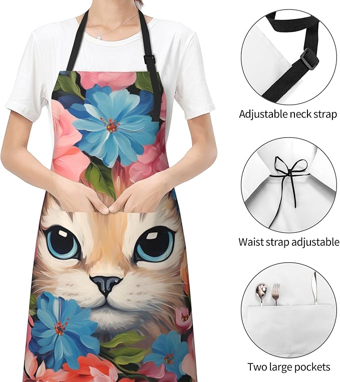 Funny Animal Apron with 2 Pockets Waterproof for Men Women Kitchen Garden Decor