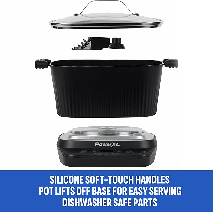 STIRMAX 7.5 Quart Digital Multi-Cooker with Automatic Paddle to Stir and Shred, 9 in 1 programmable presets to Sauté, Sear, and Brown Food Before Simmering