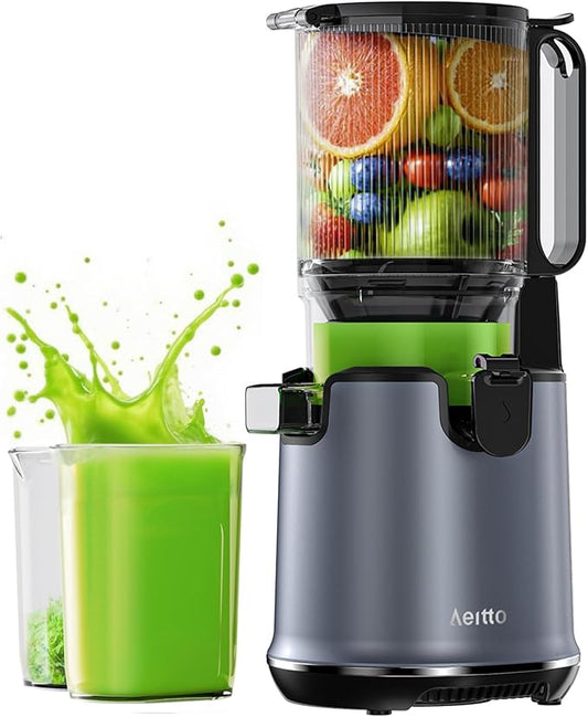 Juicer Machines, 5.8" Extra Wide Mouth, Aeitto Cold Press Juicer, Easy to Clean, Fit Whole Vegetables & Fruits, Professional Juice Extractor Machine,Self Feeding, High Juice Yield