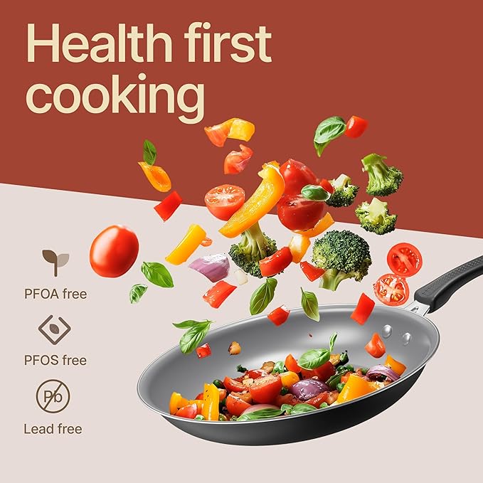 Pots and Pans Set, 23-Piece Non Stick Cookware & Bakeware Sets with Plaid Pattern, Stackable Design, Dishwasher Safe, Stain-resistant, Oven & All-Stove Safe, Tempered Glass Lid, Black