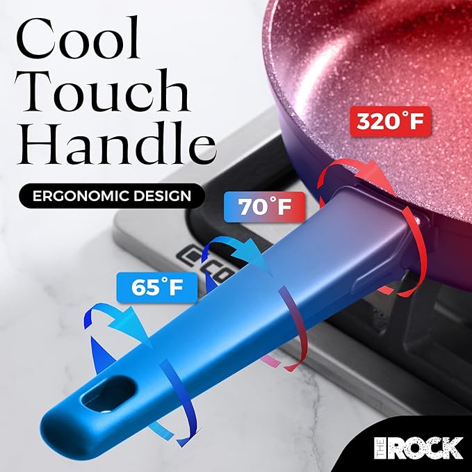 THE ROCK SOHO 11-Inch Non Stick Frying Pan with Lid – Nothing Sticks, Never Warps, Lasts Longer, Healthy Skillet with Heat-Resistant Handle, PFOA Free, Oven & Dishwasher Safe, Black