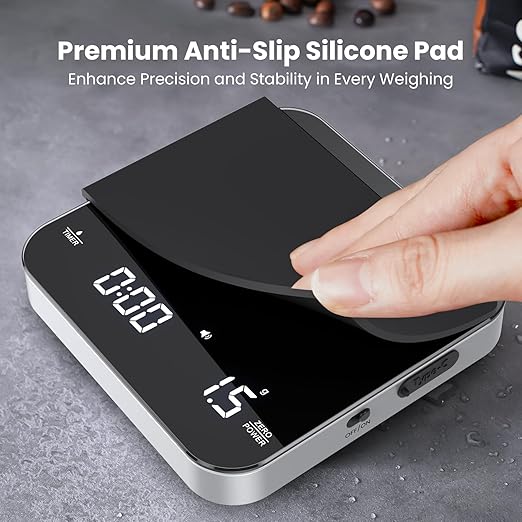 Maestri House Mini Coffee Scale Barista Kit with 100g Calibration Weight & Carrying Case, Rechargeable Espresso Scale with Timer, 0.1g Precision 2kg Kitchen Scale, Portable for Pour Over & Travel