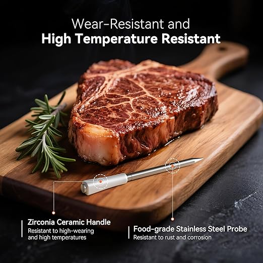 INKBIRD Wireless Meat Thermometer INT-11S-B, Bluetooth 5.4 Thermometer with Ultra-High Detection Accuracy of ±0.5°F, 5 Sensors in 1 Probe Smart Meat Thermometer for Grills, Ovens, Smokers, Air Fryers