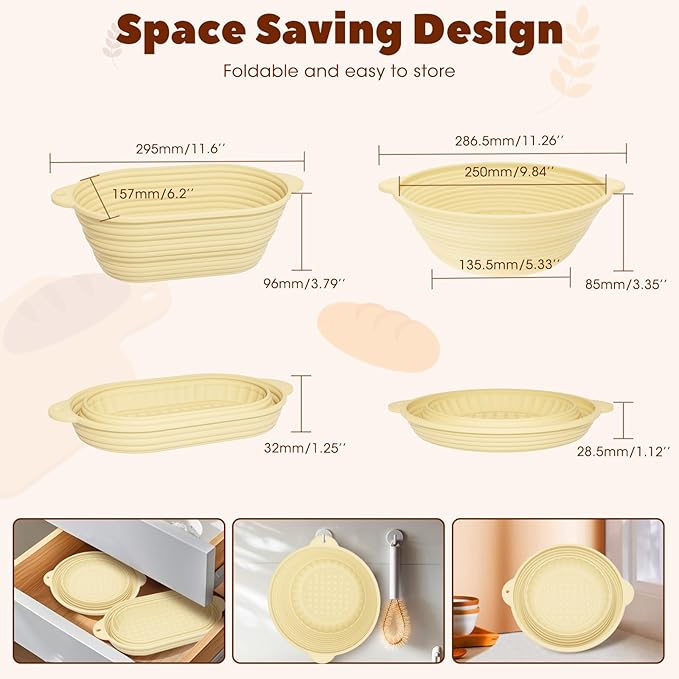 Sourdough Starter Kit,MQFORU Sourdough Bread Baking Supplies with 10" Round & 10" Oval baskets,Silicone Sourdough Bread Kit,Sour Dough Starter Kits for Bakers Wife Mom Women