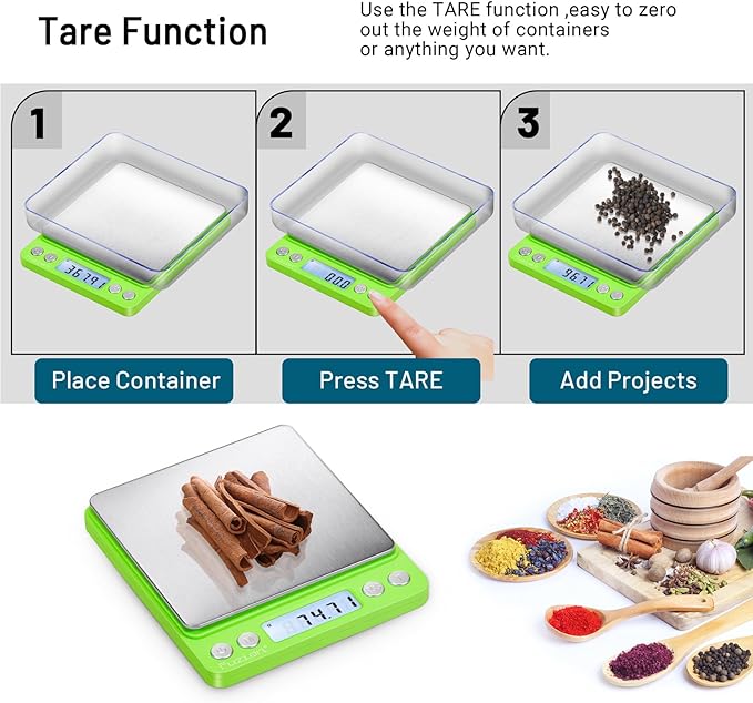 Fuzion Digital Scale .01 Gram Accuracy, 500g Mini Food Scales for Small Jewelry, Gold, Herb, Spice - Weight Gram and Oz