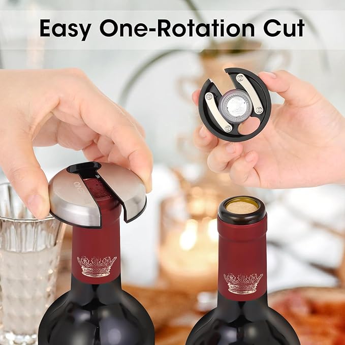 Beneno Wine Opener with Stainless Steel Wine Foil Cutter - Bottle Top Seal Cutter, Zinc Alloy Premium Wing Corkscrew with Multifunctional Bottles Opener, Upgrade