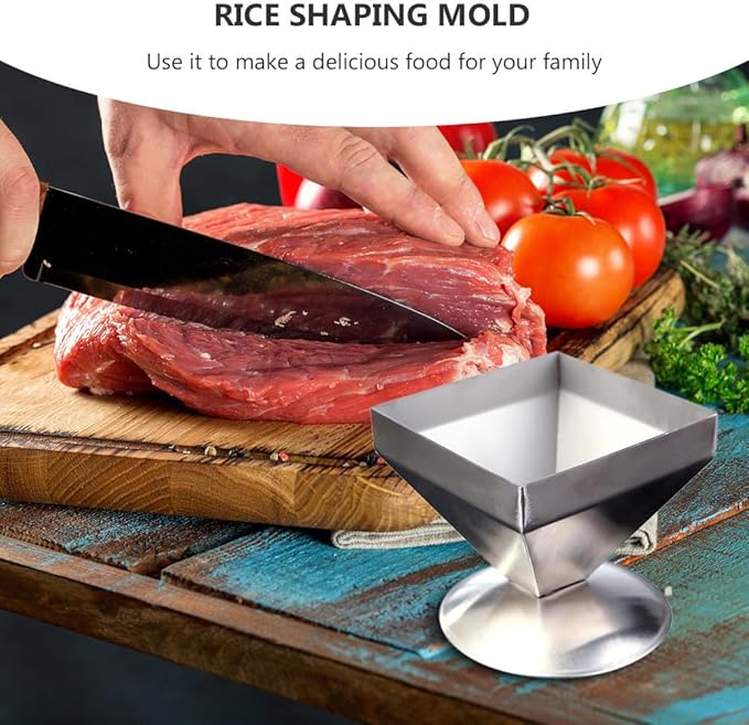 DOITOOL Stainless Steel Pyramid Mold, Pyramid Cake Mold Rice Shaper Food Metal Serving Plate for Home Restaurant Kitchen, Size S
