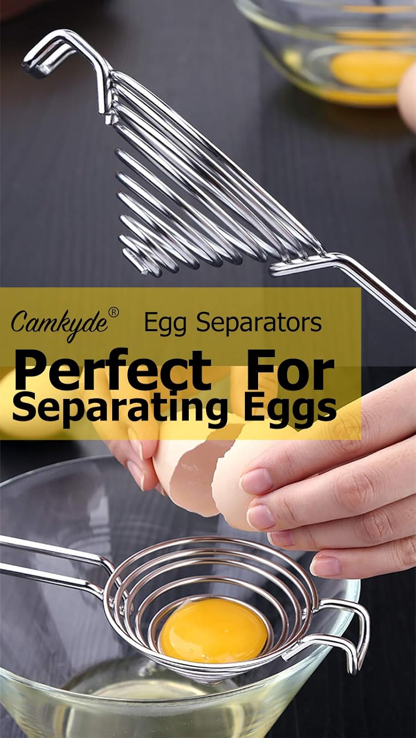 CAMKYDE Egg Separator Food Grade Stainless Steel Egg Yolk White Separation Tool (Black)