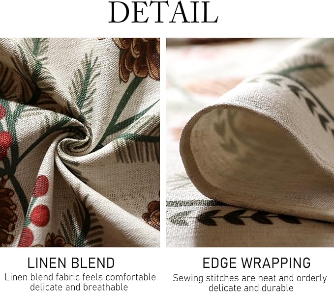 Christmas Tablecloth for Rectangular Tables,Linen Table Cloth with Leaves and Pinecones Pattern,Heavy Durable Table Cover for Dining Thanksgiving Kitchen Party Banquet Christmas,55"*71"