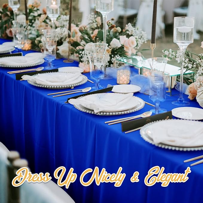 BRILLMAX 4 Pack Royal Blue Tablecloths for 6 Foot Rectangle Tables 90 x 132 Inch - 6ft Rectangular Bulk Linen Polyester Fabric Washable Cloth Cover for Wedding Reception Banquet Birthday Party