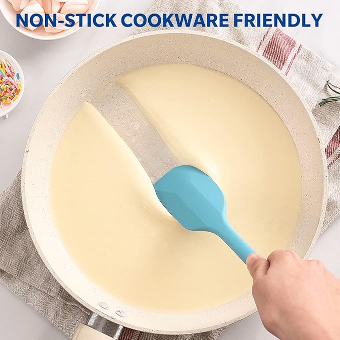 Wanbasion 5 Piece Premium Silicone Spatula Set Heat Resistant, Colorful Rubber Baking Spatula Set, Kitchen Spatula Set Dishwasher Safe for Nonstick Cookware Cooking Mixing Multicolor-6