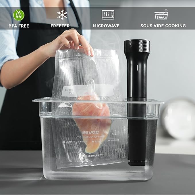 Wevac Vacuum Sealer Bags 8x50 Rolls 2 pack for Food Saver, Seal a Meal, Weston. Commercial Grade, BPA Free, Heavy Duty, Great for vac storage, Meal Prep or Sous Vide