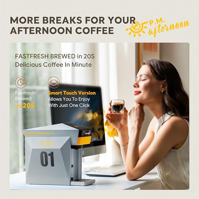 4 in 1 Single Serve Coffee Maker,Fast Brew in 1 minute 19Bar Pump Coffee Machine for K*Cup/NES*presso/Ground Coffee/Do'lce Gusto,with 27oz Removable Water Reservior, Espresso Coffee Machine,