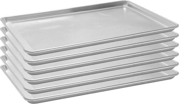 6 Pack Full Size Baking Sheet Pans Perforated, Aluminum Commercial Cookie Sheets Non-Stick, 26"x18"