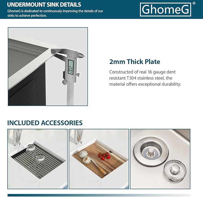 Undermount Bar Sink 12x15 Inch Kitchen Sink Single Bowl Workstation 16 Gauge Stainless Steel 8 In Deep Small Bar Sinks with Practical Accessories