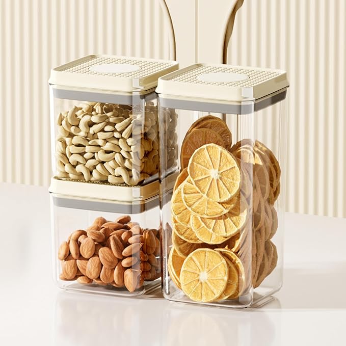 Airtight Food Storage Containers with Pop Top Lids, 3 Pcs BPA Free Plastic Dry Food Canisters for Kitchen Pantry Organization Cereal Flour and Sugar, 2qt+0.9qt*2