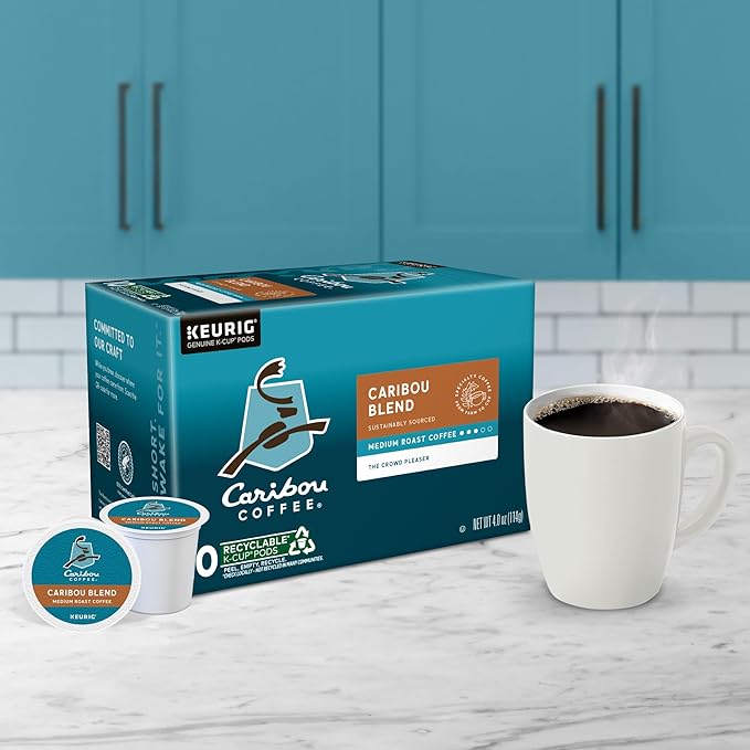 Caribou Coffee Caribou Blend Keurig Single-Serve K-Cup Pod, Medium Roast Coffee, 60 Count (6 Packs of 10)