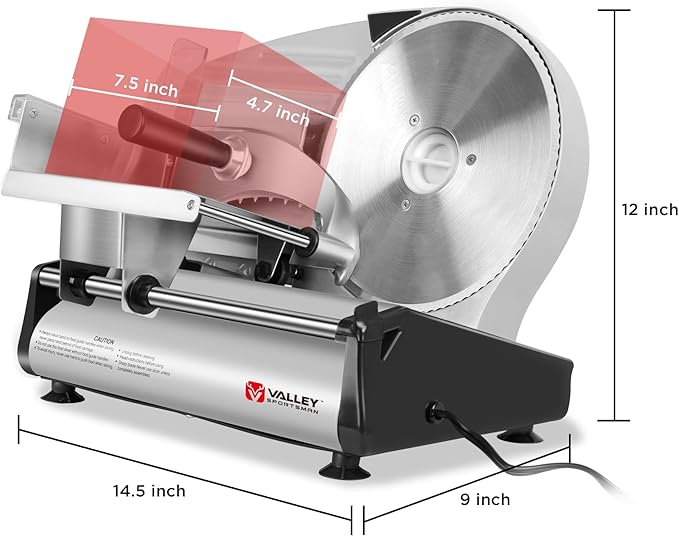 Meat Slicer, Electric Deli Meat Slicer with 8.7" Stainless Steel Blade, Adjustable Thickness slicers for Home Use, Easy to Clean, Cuts Meat, Bread, Cheese and Deli, Silver