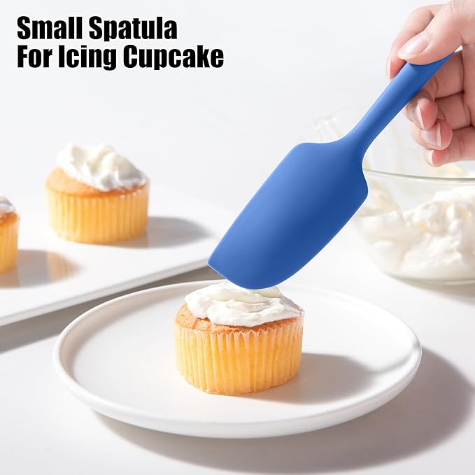 3-Piece Silicone Spatula Scrapers: Doosu 600°F Heat Resistant Food Grade Kitchen BPA Free Rubber Baking Cooking Tool Nonstick Utensil Set for Mixing, Scraping, Folding, Stirring, Serving (Multi-3)