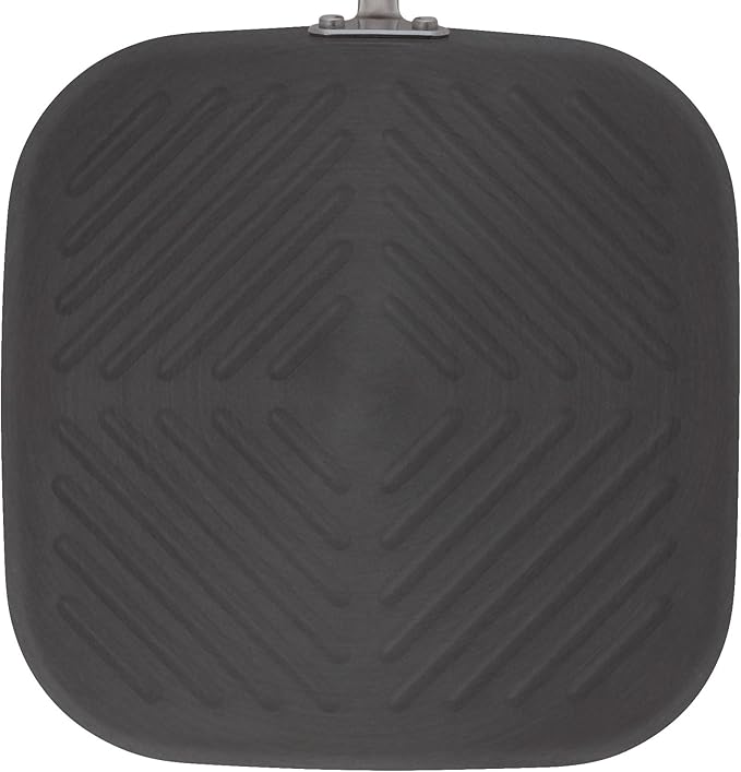 Rachael Ray Cucina Hard-Anodized Nonstick 11-Inch Deep Square Grill Pan, Gray with Cranberry Red Handle - 87632