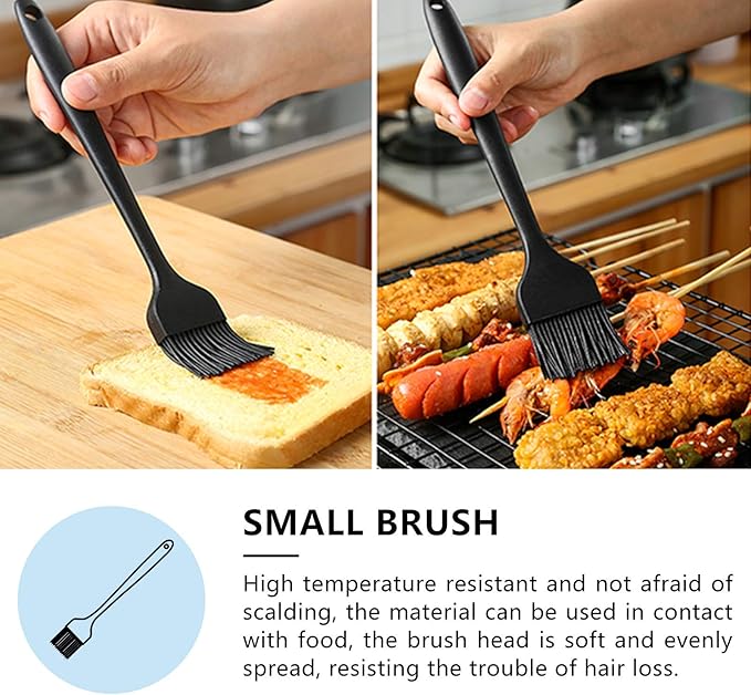 NileHome 4 Pack Silicone Spatula and Whisk Kitchen Utensils with Silicone Brush Heat Resistant BPA-free Rubber Spatula for Scraping, Baking, Cooking, Mixing-Black