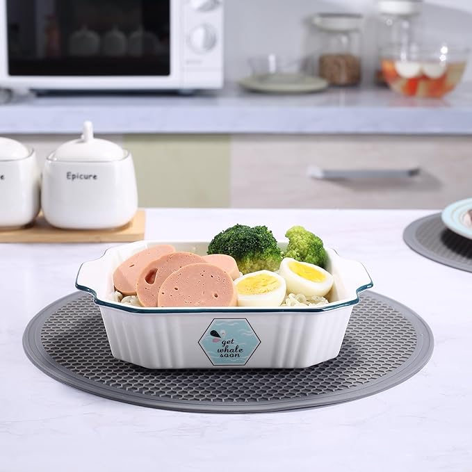 To encounter Silicone Microwave Mat - Round 12" x 12" - Set of 4 Heat Resistant Multifunctional Mat, Splatter Guard, Trivet, Hot Pad, Pot Holder