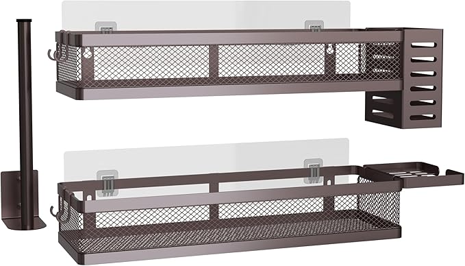 PUSDON Metal Wall Hanging Basket 2 Packs DIY Suitable for Multiple Scenes - Large Bronze Netting Set