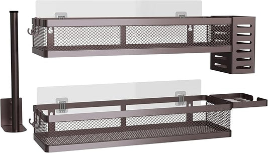 PUSDON Metal Wall Hanging Basket 2 Packs DIY Suitable for Multiple Scenes - Large Bronze Netting Set