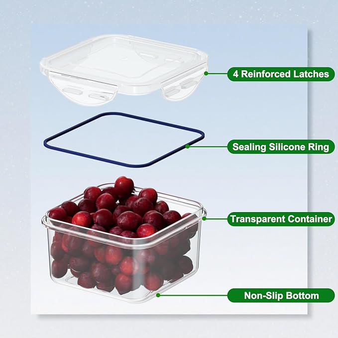 Taiuloo 36 PCS Food Storage Containers with Lids Airtight (18 Containers & 18 Lids), Reusable Leakproof Meal Prep Container for Lunch, BPA-Free Plastic Kitchen Organization, Freezer & Microwave Safe