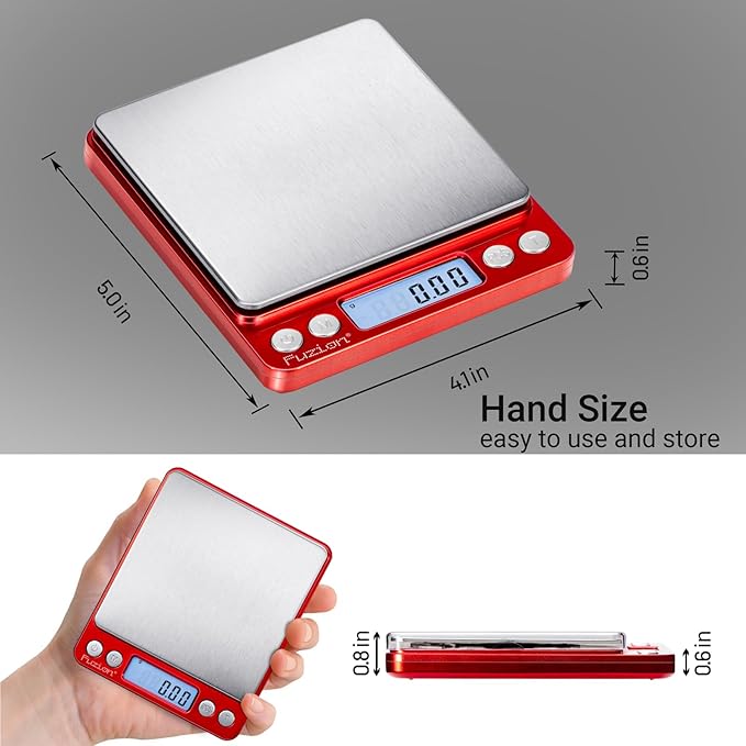 Fuzion Digital Scale .01 Gram Accuracy, 500g Mini Food Scales for Small Jewelry, Gold, Herb, Spice - Weight Gram and Oz