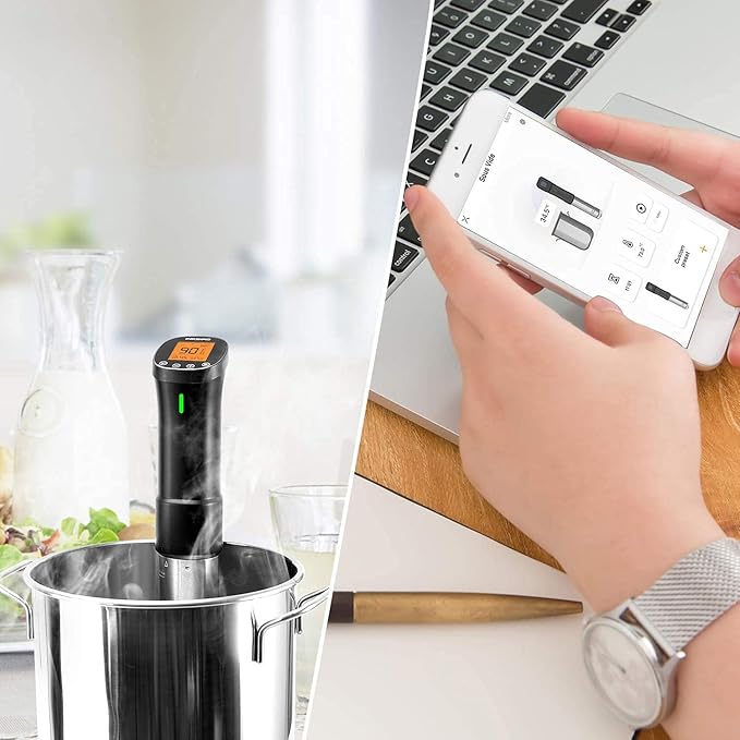 INKBIRD Wifi Sous Vide Cooker, 1000W Sous Vide Machine, Remote Control Immersion Circulator with APP Recipes Timer Alarm Mobile Notification 3D Water Heating Ultra-Quiet