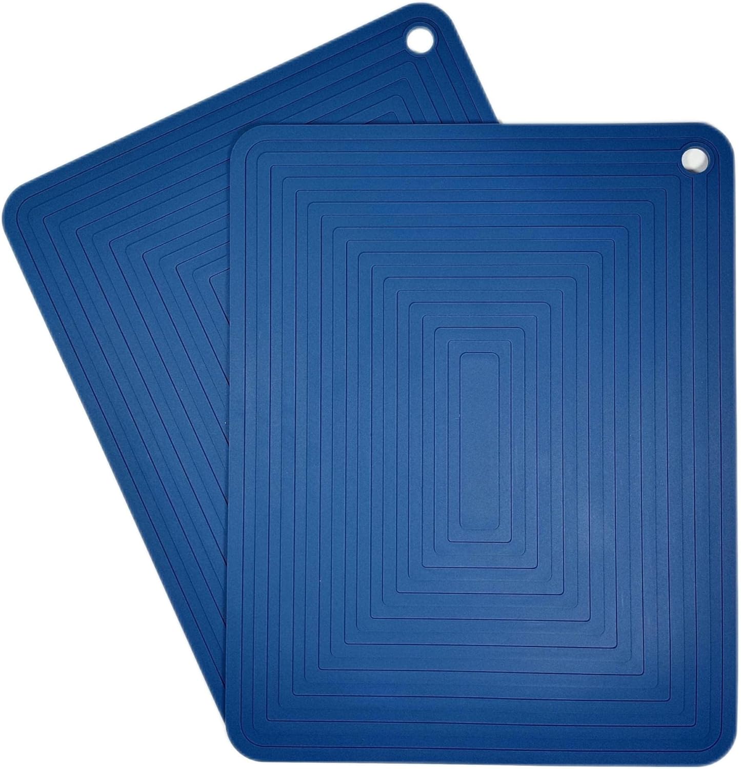 Silicone Trivets Mats Set, Trivets for Hot Dishes, Pots and Pans, 9 x 12 Inches Blue Silicone Hot Pads for Kitchen, Multi-Purpose Heat Resistant Pot Holder Mat Set 2