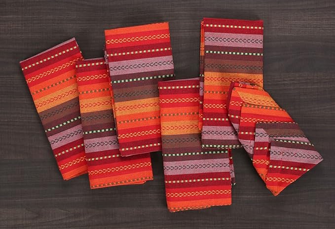 Cotton Cloth Napkins Set of 12 - Beautiful Elegant Soft Washable Reusable 18x18 Inch Dinner Napkin Perfect for Dining Table Décor Wedding Cocktail Party Thanksgiving Easter & Everyday Use - Red Multi