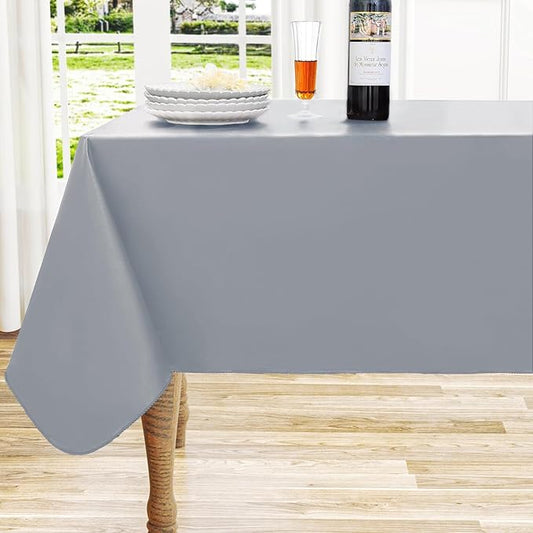 homing Rectangle Vinyl Tablecloth, Waterproof Spillproof Plastic Flannel Backed Table Cloth, Wipe Clean Table Cover for Dining, Buffet Parties and Camping (Grey, 52" x 70")