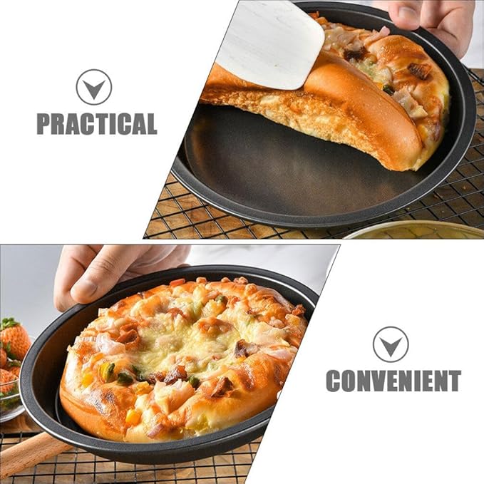 Luxshiny Pizza Pan 9 Inch Crisper Pan Carbon Steel Baking Pan Non Stick Bakeware Microwave Oven Baking Tray Pie Tray Cookie
