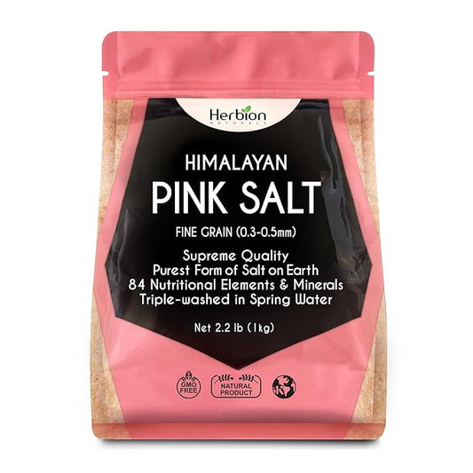 HERBION Naturals Himalayan Pink Salt Pouch Fine Grain, 100% Pure with 84 Minerals for Seasoning, Resealable, Organic, All-Natural Salt, Triple-Washed in Spring Water, Vegan, Kosher Certified