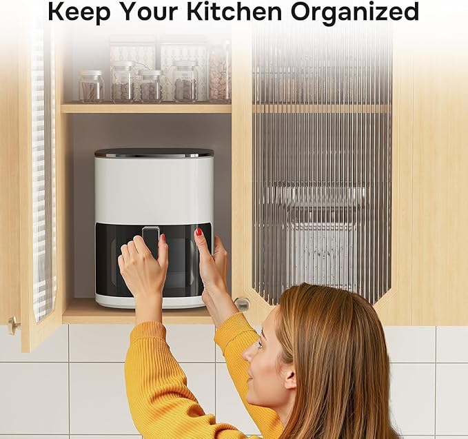 Simple Deluxe 12-in-1 Air Fryer 6.34 Qt, Digital Preset Airfryer with Visible Window, Nonstick and Dishwasher-Safe Basket, Air Fry, Roast, Bake, Dehydrate, Fries, 1700W, Beige