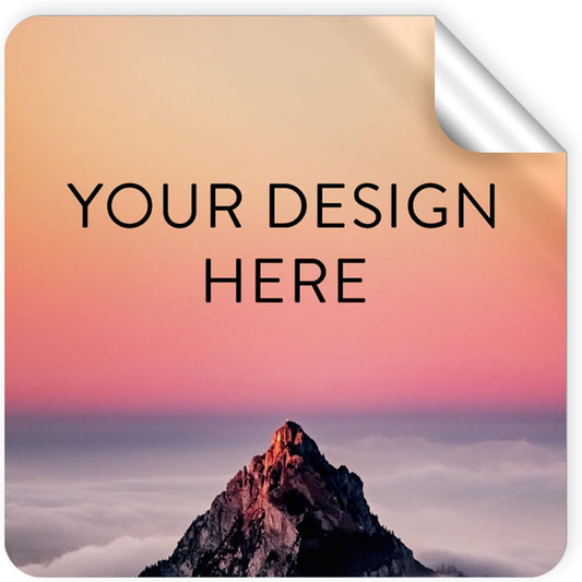100 Custom Vinyl Stickers - Upload Your own Image, Text, Design, Logo - Personalized Logo Labels for Handmade, Packaging, Bottle, Jars, Candle, Brand Stickers (Mountain, 5x5 Square)