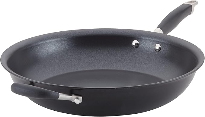 Anolon Advanced Home Hard Anodized Nonstick Frying Pan, 14.5 Inch – Large Skillet with Helper Handle, 14 Inch Nonstick Frying Pan, Durable Cookware - Onyx