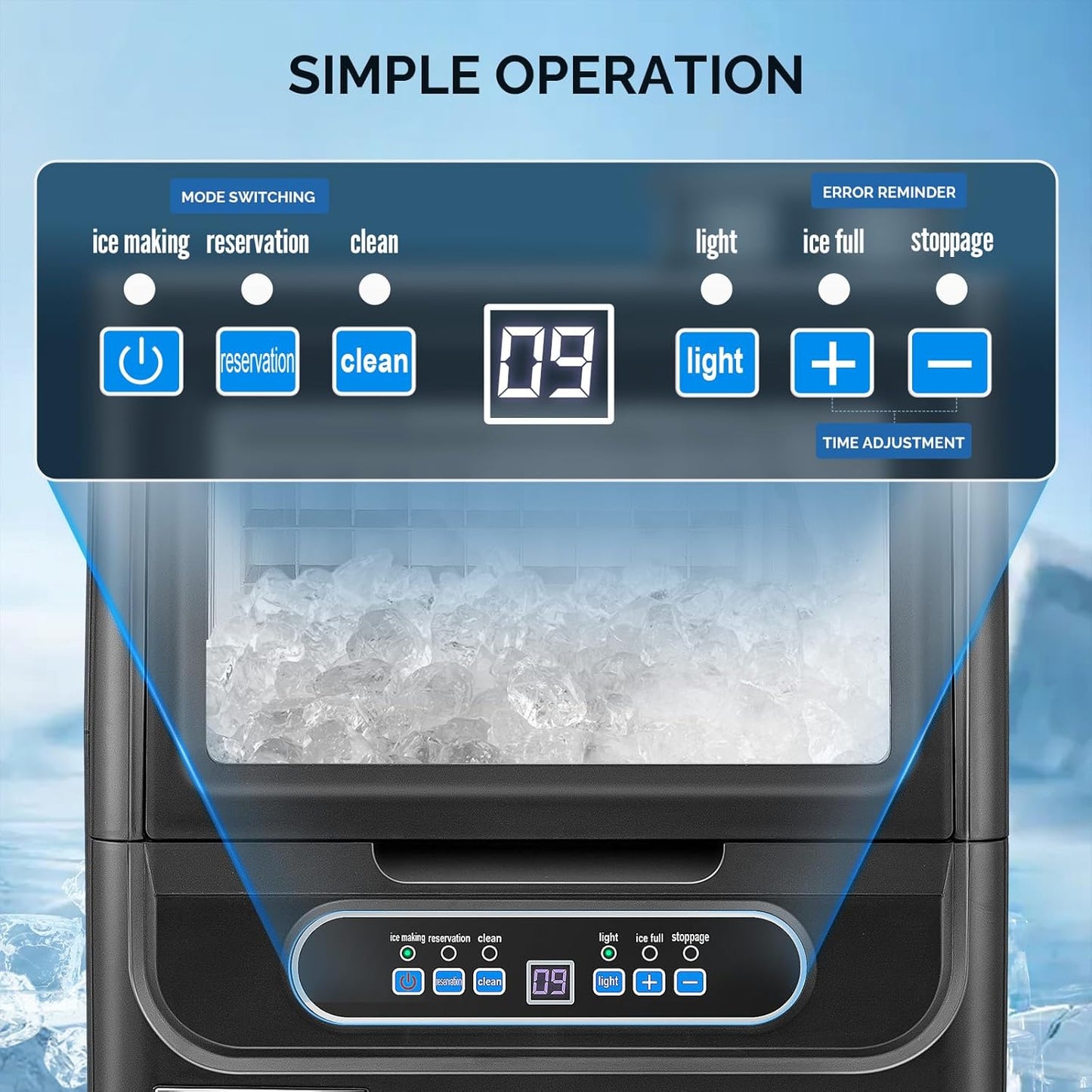 ROVSUN 70LBS/24H Countertop Ice Maker with 2 Water Inlets & Appointment Function, Freestanding Ice Machine with 11lbs Storage Bin, Ice Scoop, Drain Pipe & Water Filter (Black)