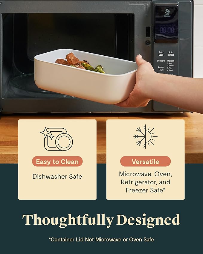 Caraway 3pc Glass Food Storage Set – 10 Cup, 6.6 Cup, & 4.4 Cup Food Containers - Ceramic Coated - Non Toxic Non Stick Lunch Box with Glass Lids - Dishwasher, Oven, & Microwave Safe - Sage