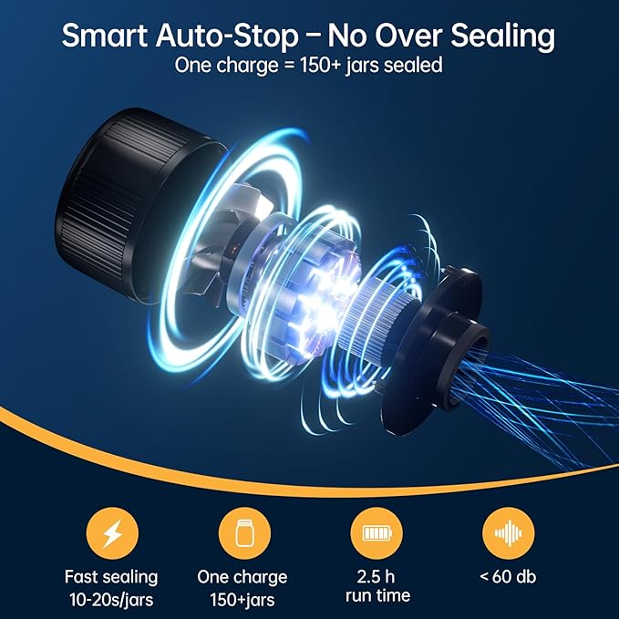 Electric Mason Jar Vacuum Sealer Kit, 3-in-1 Handheld Automatic Vacuum Sealer for Mason Jars, Canning Sealer Machine for Jars, Containers, Vacuum Bags | Present for Mom, Black