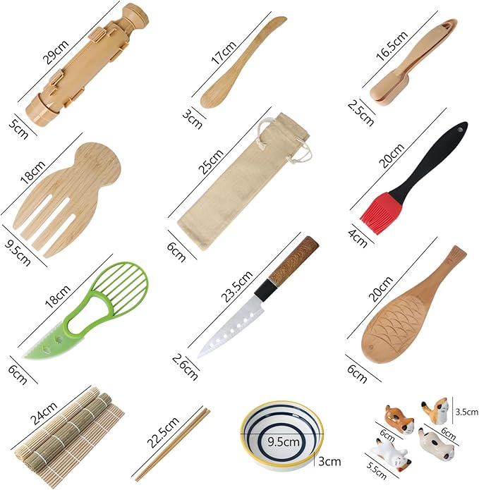 Havaro Sushi Making Kit, 21-Piece Sushi Roller Kit for Beginners & Pros with Knife, 2 Bamboo Rolling Mats, Bazooka and Dipping Plate, Chopsticks – Premium Sushi Gift Box