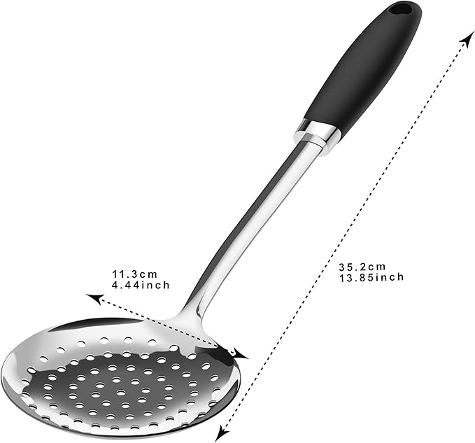 Brushed Stainless Steel Non-Slip Ergonomic Handle Skimmer