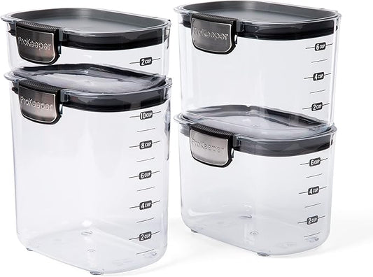 Progressive International ProKeeper+ 4-Piece Clear Plastic Modular Airtight Pantry Food/Snack Kitchen Storage Organization Container Canister Set
