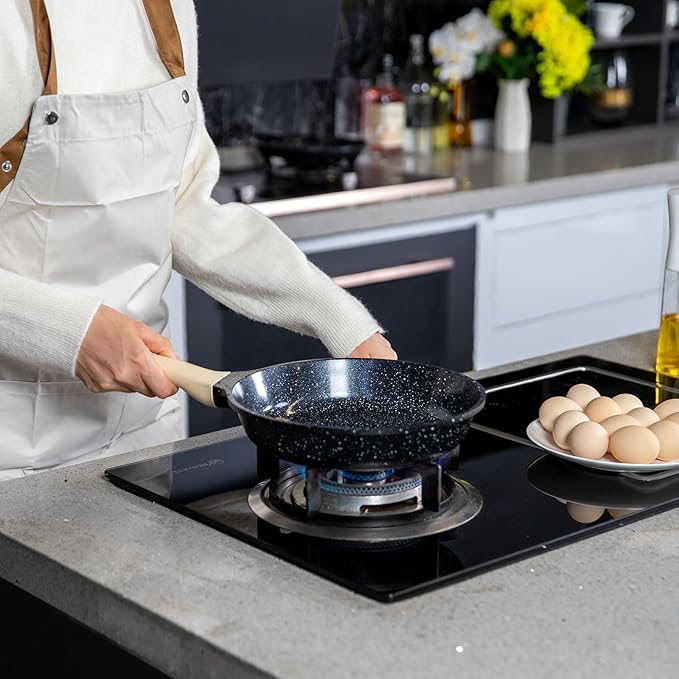 Romswi 23pcs Pots and Pans Set Non Stick, Kitchen Cookware Set with Casserole, Frying & Saucepans, Oven Safe & Stovetop Agnostic Non Toxic Cookware (Gas, Electric & Induction) - Black