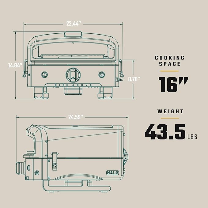 Halo Versa 16 Propane Gas Outdoor Pizza Oven with Rotating Cooking Stone | Portable Appliance for all Outdoor Kitchens | Oven Cover Included
